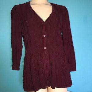 Croft &Barrow Burgundy V-Neck Button Down Sweater